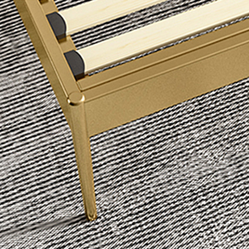 Contemporary Metal and Wood Slat Bed with Rectangular Headboard