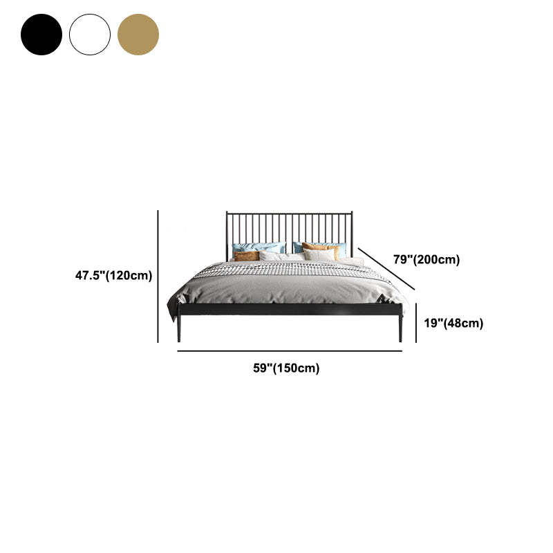 Contemporary Metal and Wood Slat Bed with Rectangular Headboard