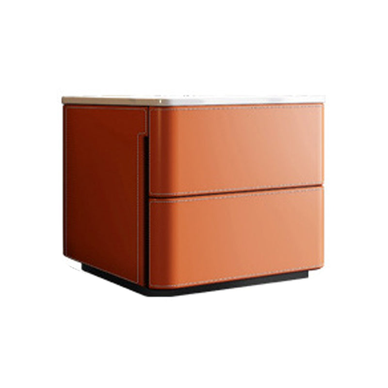 Orange Leatherwear Credenza Modern Stone Buffet with Drawer for Dining Room