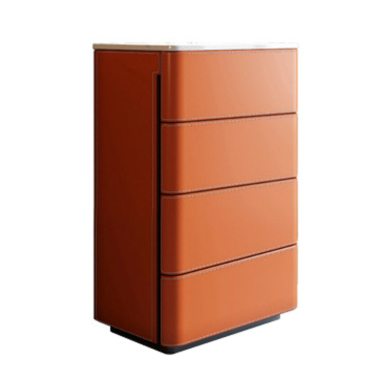 Orange Leatherwear Credenza Modern Stone Buffet with Drawer for Dining Room