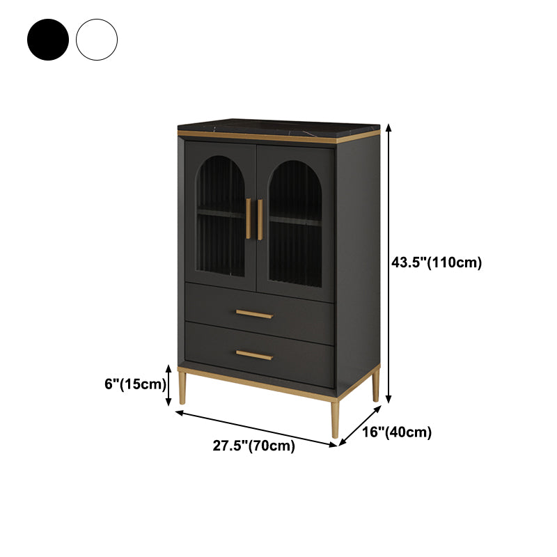 Glam Style Cupboard Artificial Wood Frame and Glass Door Kitchen Sideboard for Dining Room