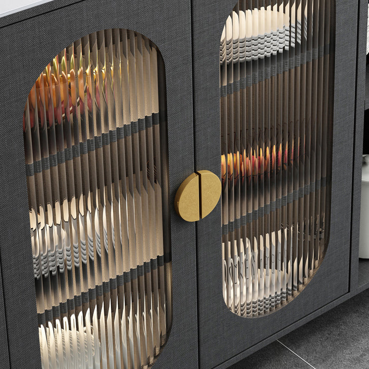 2-Drawer Engineered Wood Sideboard Glam Stone Countertop Credenza with Lamp for Restaurant