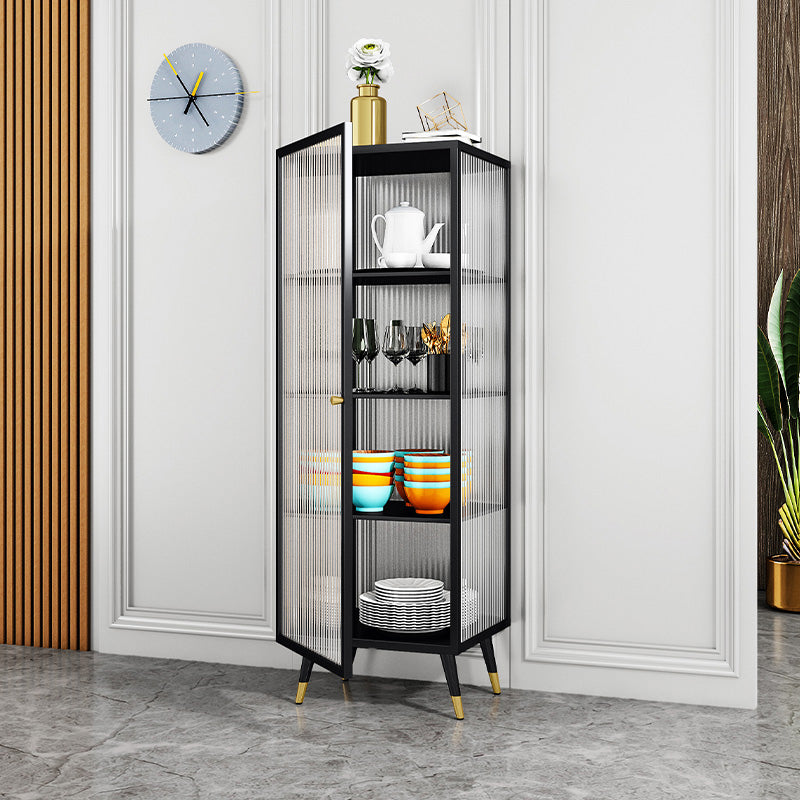 Metal Frame Glass Door Buffet Server Modern Style Kitchen Server for Dining Room