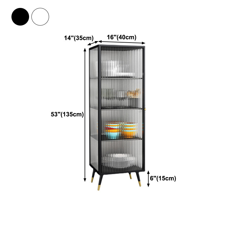 Metal Frame Glass Door Buffet Server Modern Style Kitchen Server for Dining Room