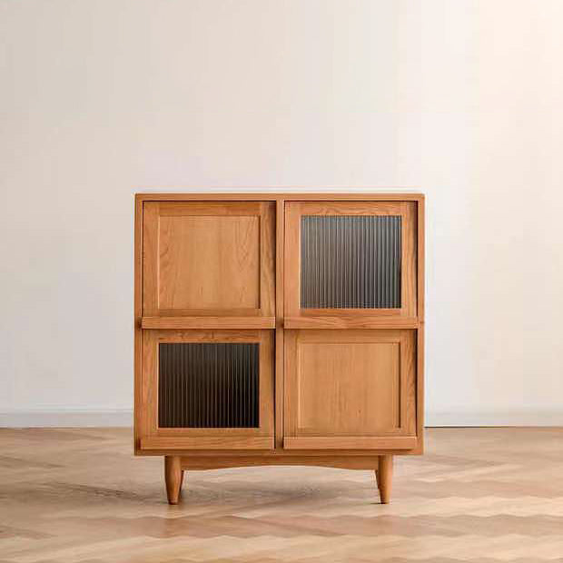 4 Doors 33"L Server Simple Style Wood Frame Buffet Server for Dining Room