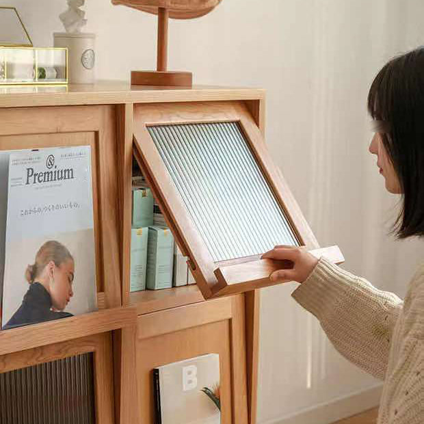 4 Doors 33"L Server Simple Style Wood Frame Buffet Server for Dining Room