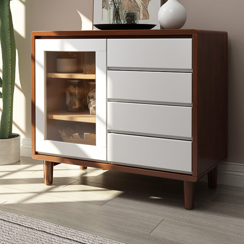 Rubber Wood Dining Room Sideboard Cabinet 35.5"L Modern Credenza with Drawers and Storage