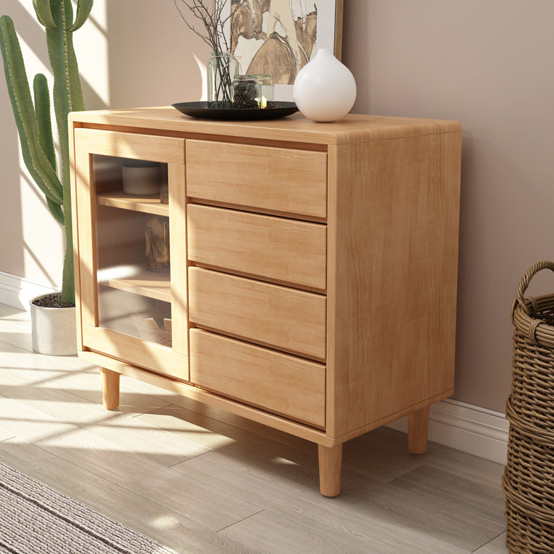 Rubber Wood Dining Room Sideboard Cabinet 35.5"L Modern Credenza with Drawers and Storage