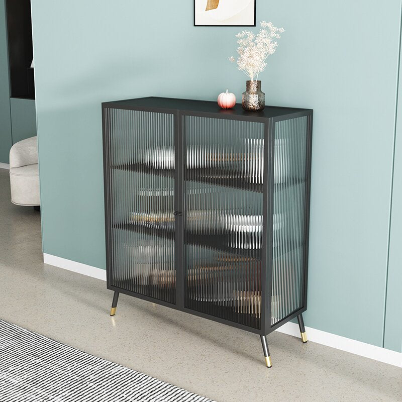 Iron Dining Room Sideboard Cabinet Glam Server Cabinet with Storage