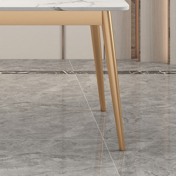 Traditional Luxury Dining Table Sintered Stone Rectangle Table with 4 Legs