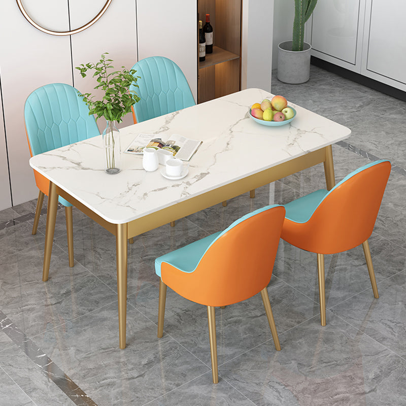 Traditional Luxury Dining Table Sintered Stone Rectangle Table with 4 Legs