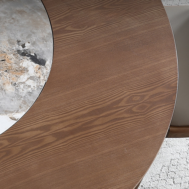 Solid Wood Dining Table Contemporary Style Round Dining Site Table with Turntable