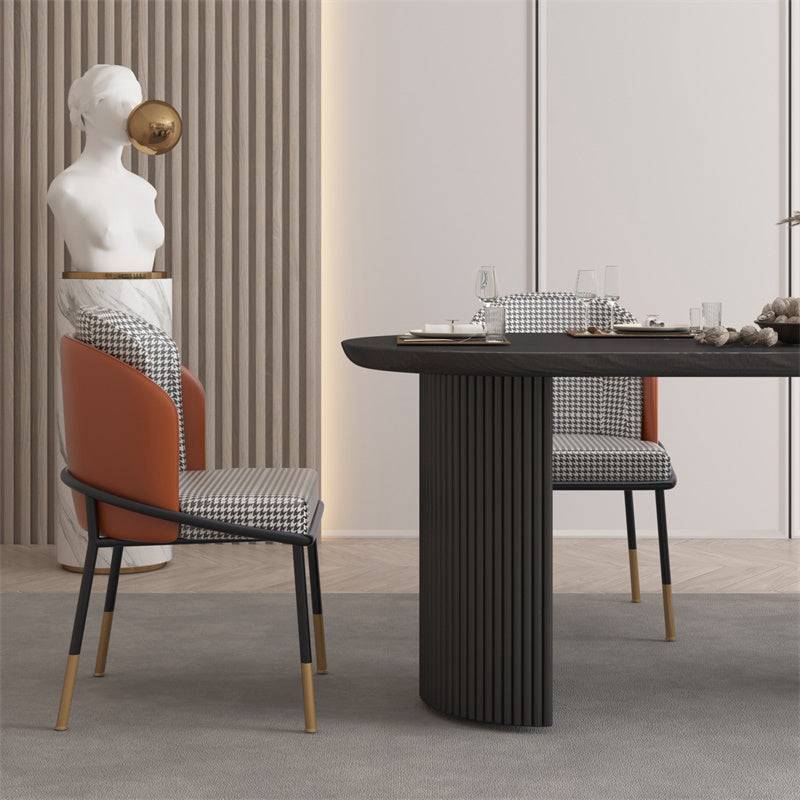 Contemporary Style Dining Table Solid Wood Pure Black Table for Home Kitchen