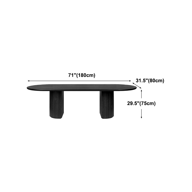 Contemporary Style Dining Table Solid Wood Pure Black Table for Home Kitchen