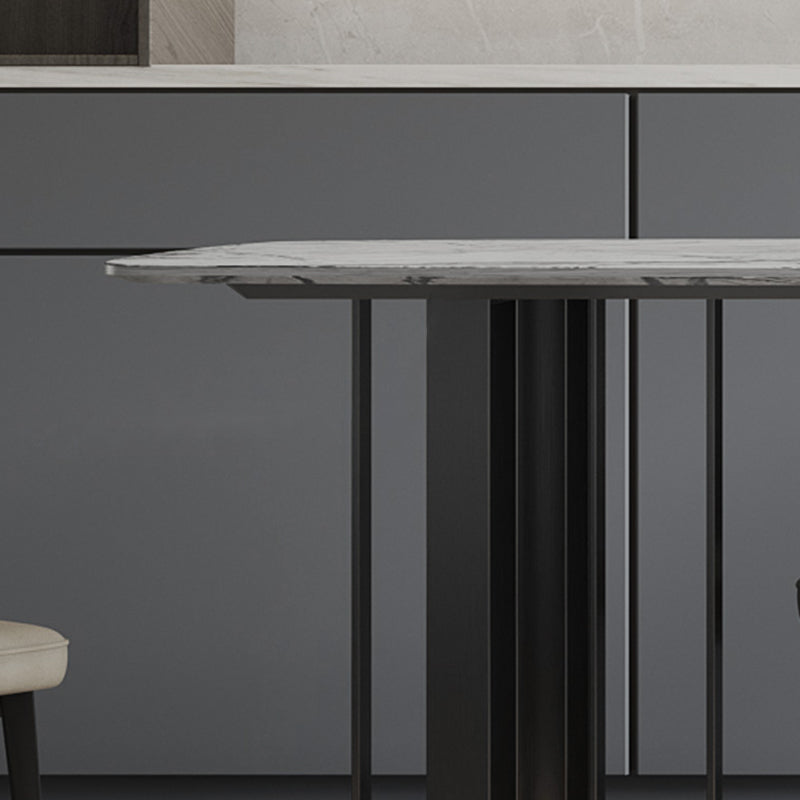 Dinner Table Stone Top Modern Double Pedestal Dining Table without Chair
