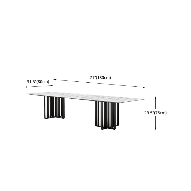 Dinner Table Stone Top Modern Double Pedestal Dining Table without Chair