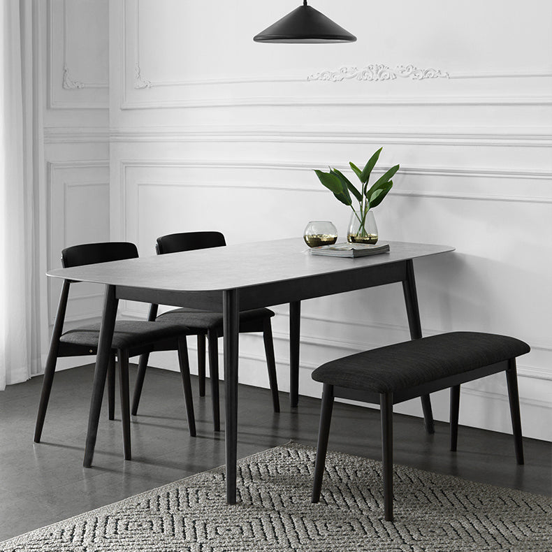 Modern Style Gray Stone Table Rectangle Dining Table for Kitchen