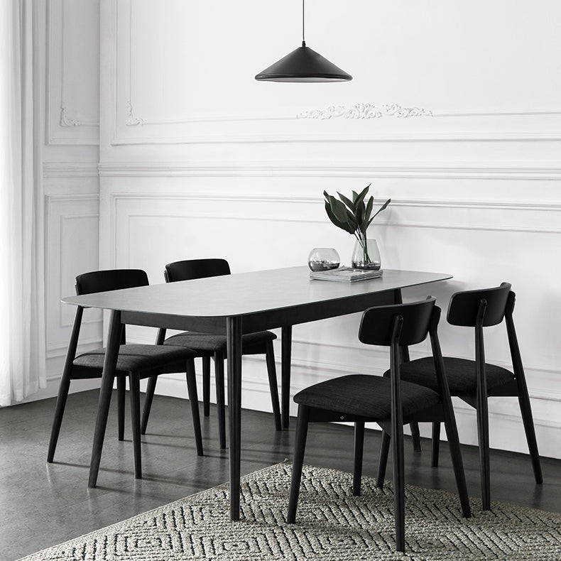 Modern Style Gray Stone Table Rectangle Dining Table for Kitchen