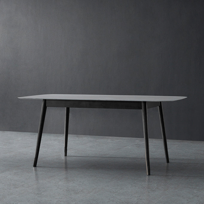 Modern Style Gray Stone Table Rectangle Dining Table for Kitchen