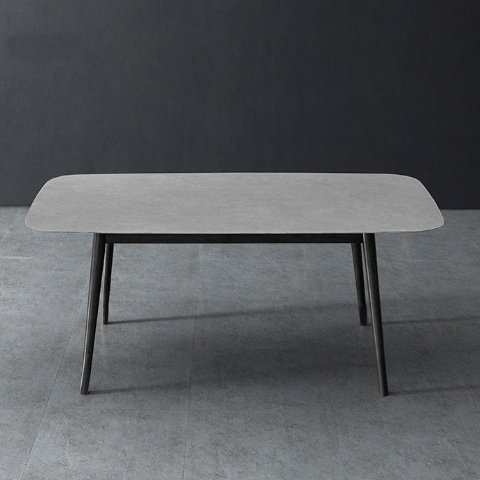 Modern Style Gray Stone Table Rectangle Dining Table for Kitchen