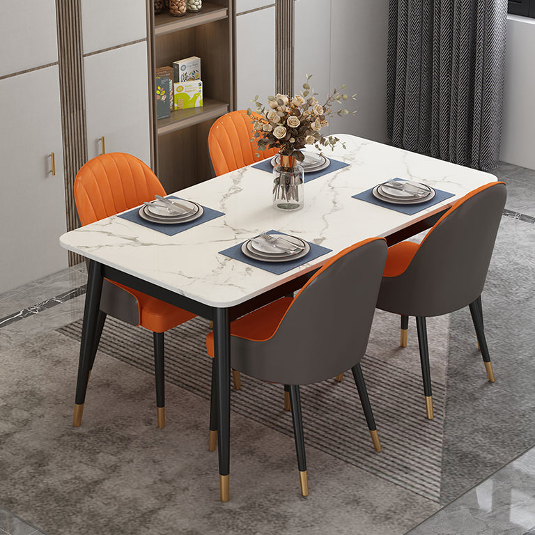 Modern Style Rectangle Stone Table Standard Height Dining Table with 4 Legs
