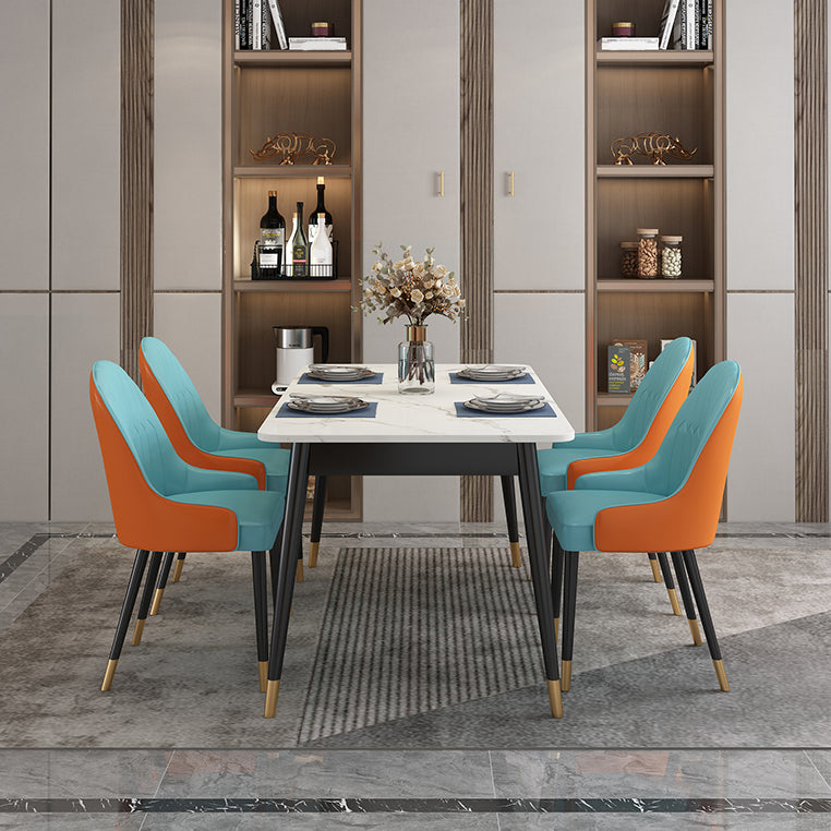 Modern Style Rectangle Stone Table Standard Height Dining Table with 4 Legs