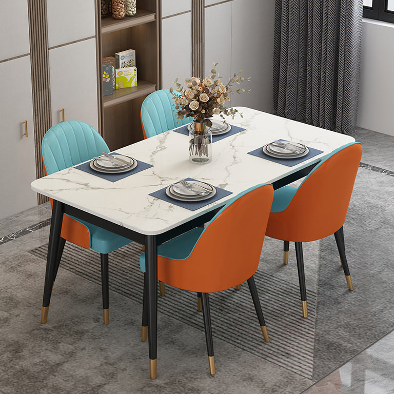 Modern Style Rectangle Stone Table Standard Height Dining Table with 4 Legs