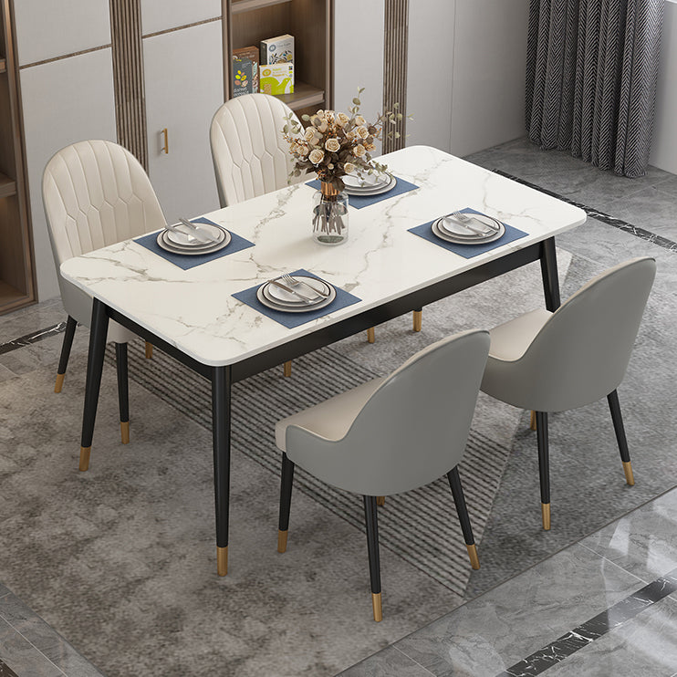 Modern Style Rectangle Stone Table Standard Height Dining Table with 4 Legs
