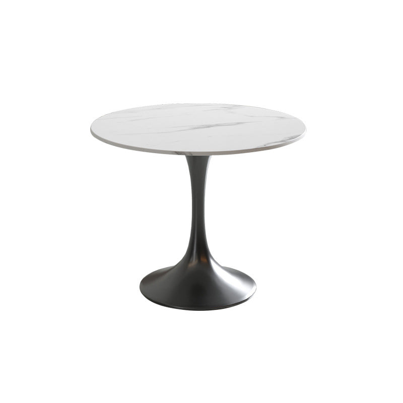 Metal Traditional Luxury Round Table White Sintered Stone Top Table with Tulip Base