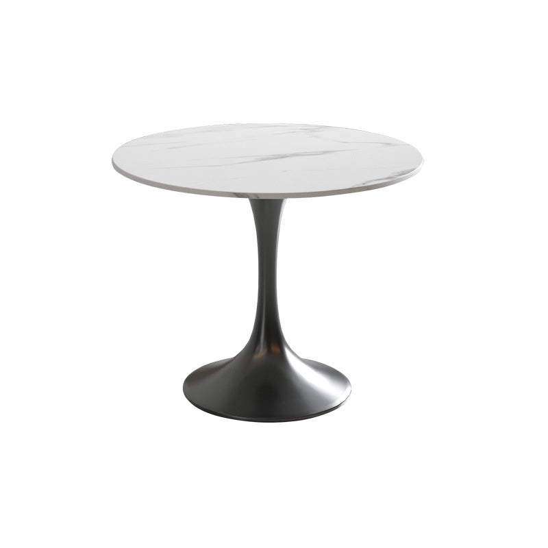 Metal Traditional Luxury Round Table White Sintered Stone Top Table with Tulip Base