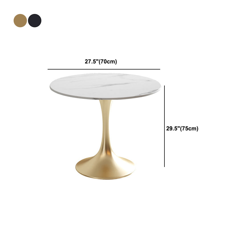 Metal Traditional Luxury Round Table White Sintered Stone Top Table with Tulip Base