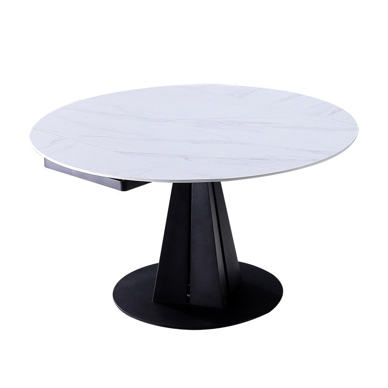 Modern Round Stone Table Standard Height Table Dining with Pedestal Base