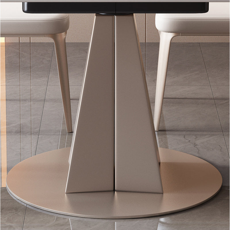 Modern Round Stone Table Standard Height Table Dining with Pedestal Base