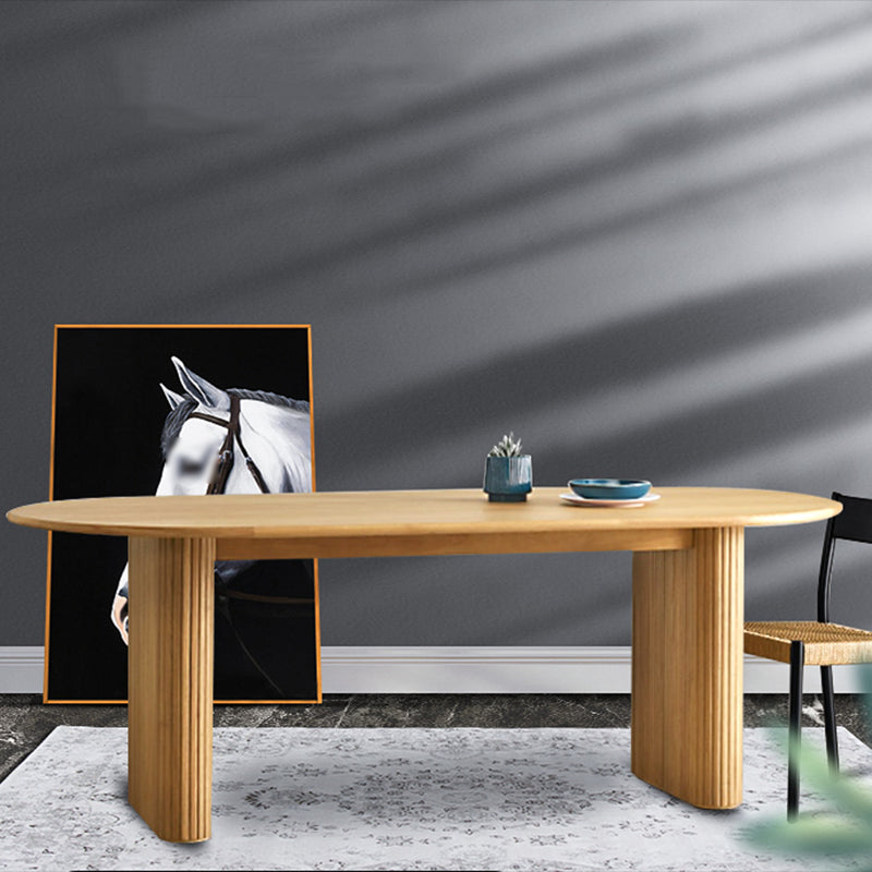 Contemporary Style Dining Table Oval Solid Wood Table for Home Kitchen