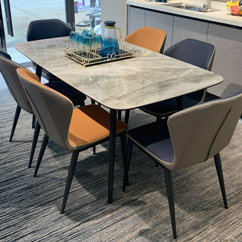 Modern Rectangle Stone Table 4 Legs Standard Height Kitchen Dining Table without Chair