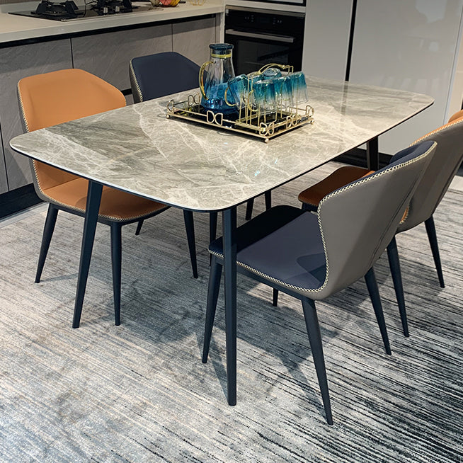 Modern Rectangle Stone Table 4 Legs Standard Height Kitchen Dining Table without Chair