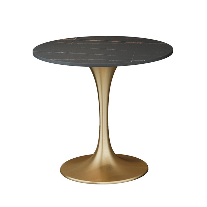 Metal Traditional Luxury Round Table Sintered Stone Table with Tulip Base