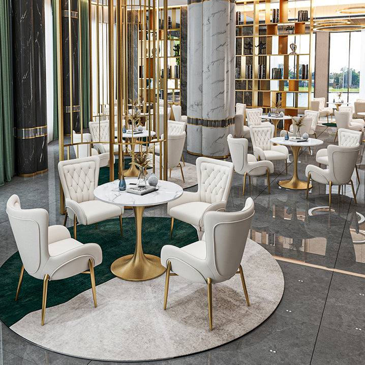 Metal Traditional Luxury Round Table Sintered Stone Table with Tulip Base