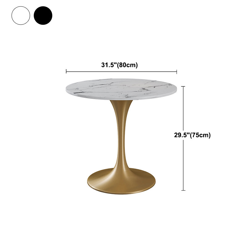 Metal Traditional Luxury Round Table Sintered Stone Table with Tulip Base