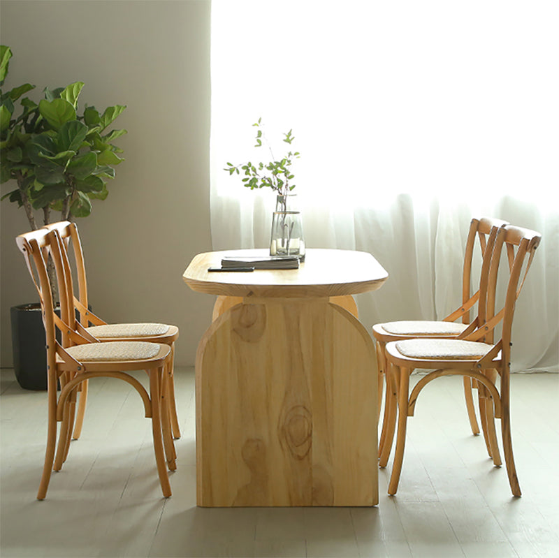 Oval Dining Table Solid Wood Contemporary Style Table for Home Kitchen