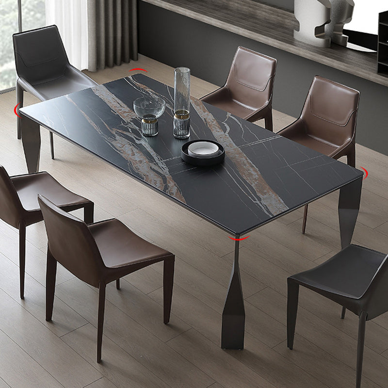 Modern Black Stone Table Rectangle Dining Room Table for Kitchen