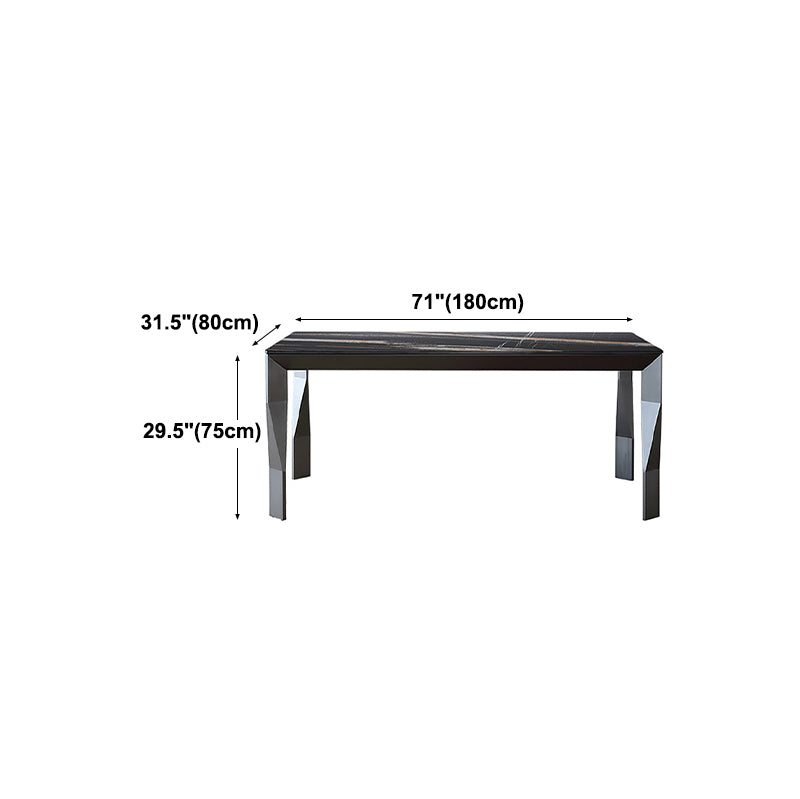 Modern Black Stone Table Rectangle Dining Room Table for Kitchen