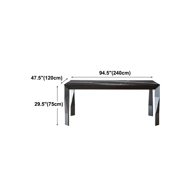 Modern Black Stone Table Rectangle Dining Room Table for Kitchen