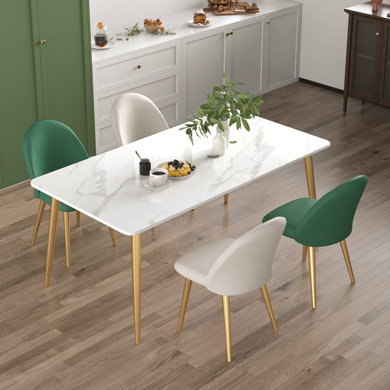 Traditional Luxury Dining Table White Stone Rectangle Dining Table for Home