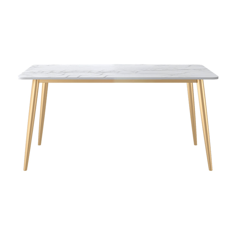 Traditional Luxury Dining Table White Stone Rectangle Dining Table for Home