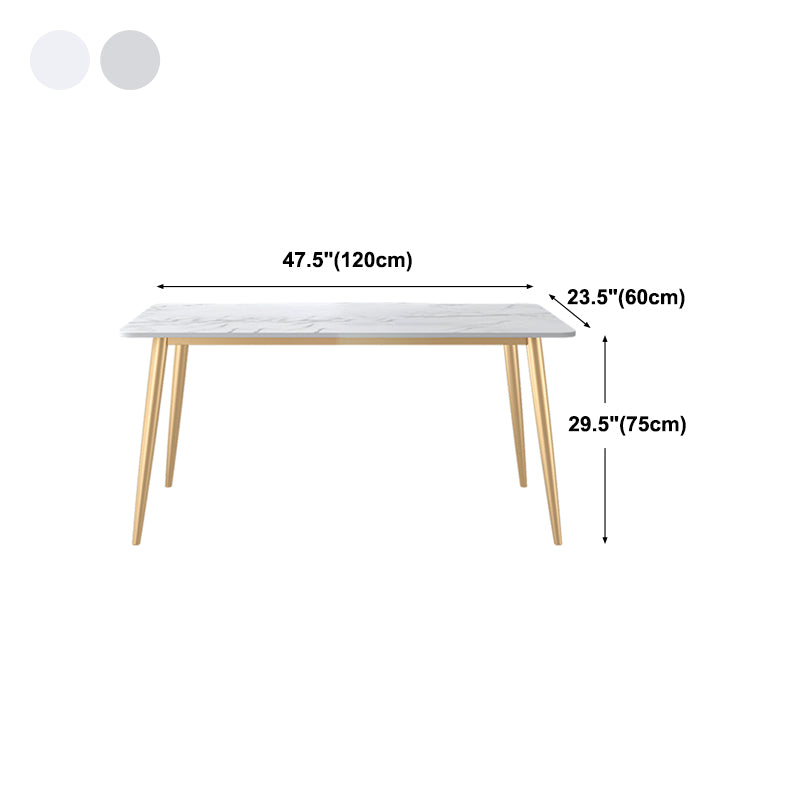 Traditional Luxury Dining Table White Stone Rectangle Dining Table for Home
