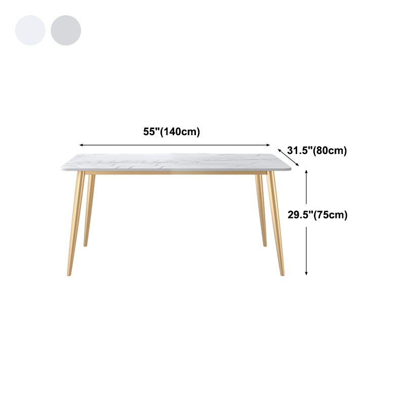 Traditional Luxury Dining Table White Stone Rectangle Dining Table for Home
