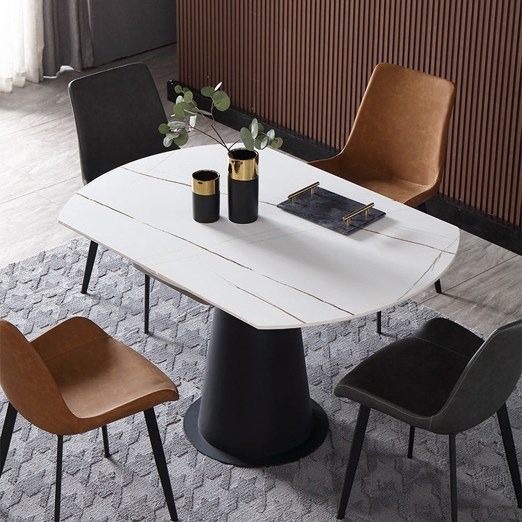 Rectangular Sintered Stone Dining Table Modern Furniture with Pedestal Base