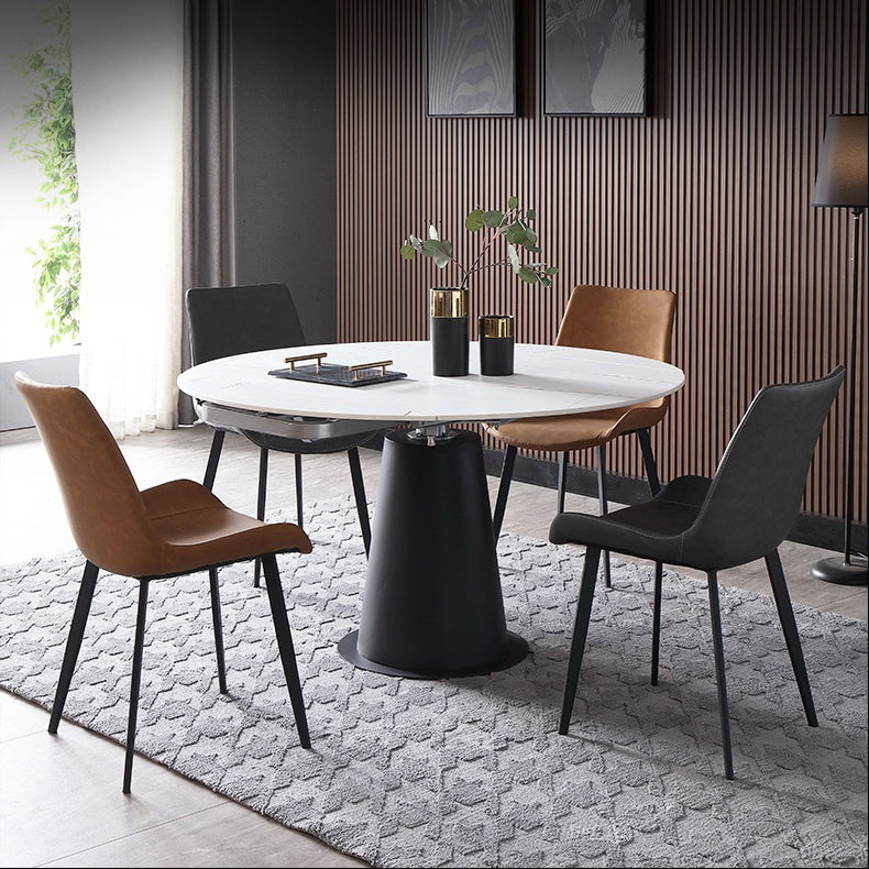 Rectangular Sintered Stone Dining Table Modern Furniture with Pedestal Base