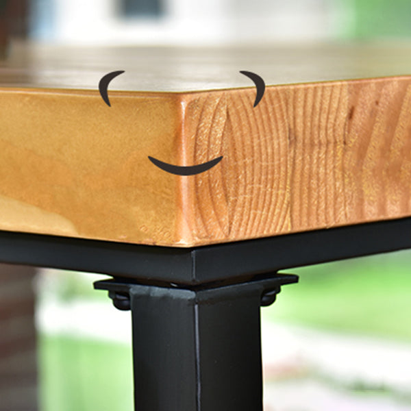 Pine Wood Top Dining Table Rectangle Black Iron Trestle Base Home Table